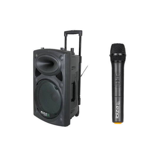 Sono portable Ibiza PORT15VHF-BT - batterie 6h, Bluetooth, 1 micros sans fil inclus